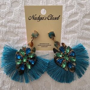 Blue and Green Statement Earrings